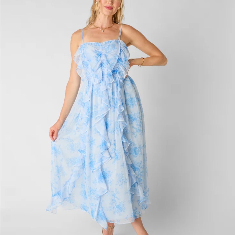 Vestique Idyllic Setting Blue Floral Dress